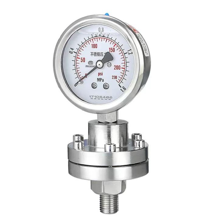 YTP-100 SS Pressure Gauge Shock Resistant 100mm 150mm Diaphragm Pressure Gauge