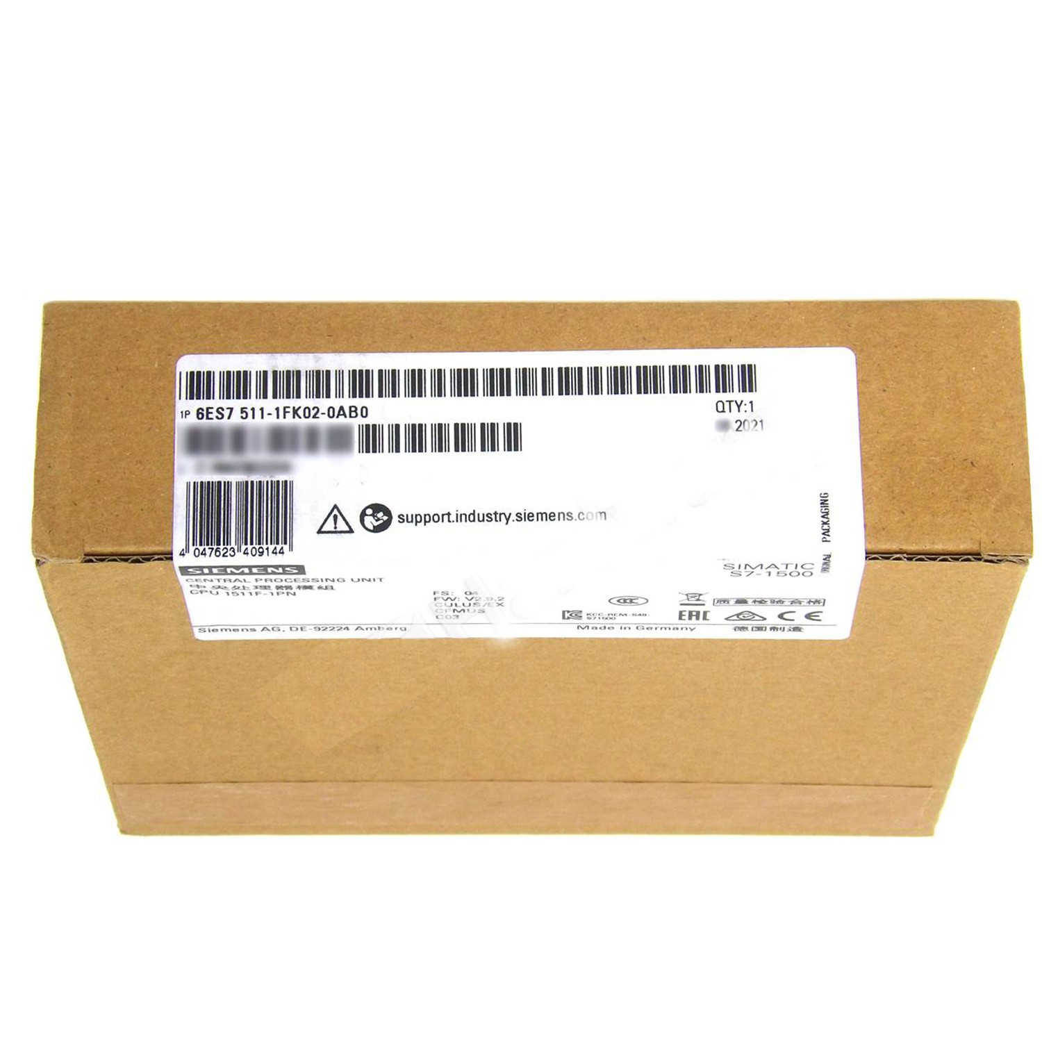 SIEMENS 6ES7511-1FK02-0AB0 WITH 2 PORT SWITCH, 60 NS BIT-PERFORMANCE, SIMATIC MEMORY CARD NECESSARY