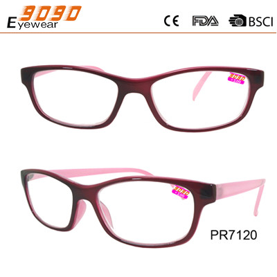 Fashionable reading glasses,power range +1.0 to +4.00,made of plastic