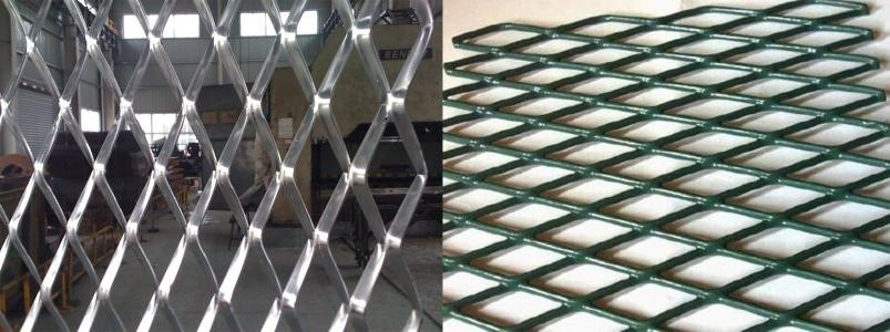 Decorative Aluminum Expanded Mesh Sheet , Diamond Wire Mesh Panels Raised Expanded