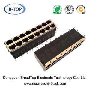 China Gigabit Magnetic Rj45 Jack 16 Ports PoE IEEE802.3 Standard For Network Equipment wholesale