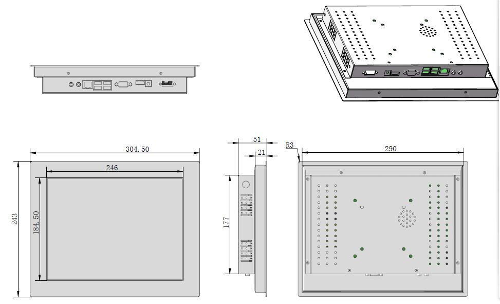 12 Inch TFT LCD Dustproof Outdoor Resistive Touch Screen Monitor Open Frame For Medicine