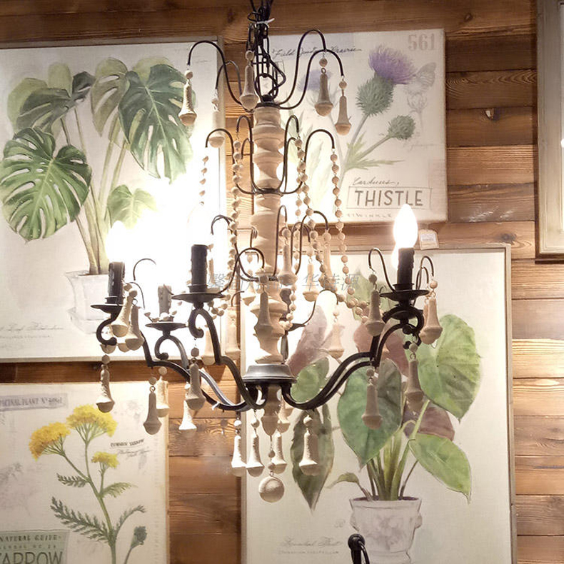 Wood Bead chandelier lighting lustre bois for country farmhouse rustic Chandelier(WH-CI-21)