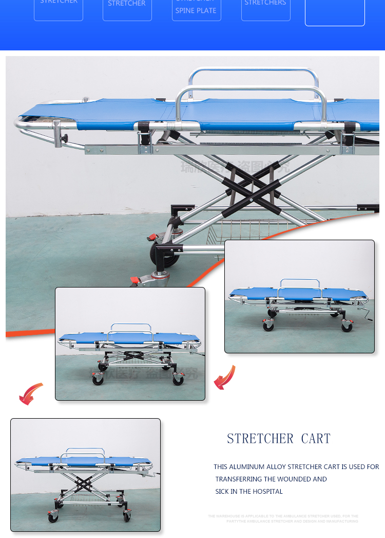 Medical Care Evacuation Stretcher Blue With Sturdy Construction