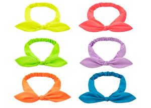 China Fluorescent cute fabric Rabbit ears elastic headband Cross border women's hair tie unique hair bands wholesale