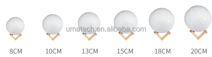 2700K LED Moon Space Lamp Environmental PLA 3D Printing 12cm x 15cm Null Design Style
