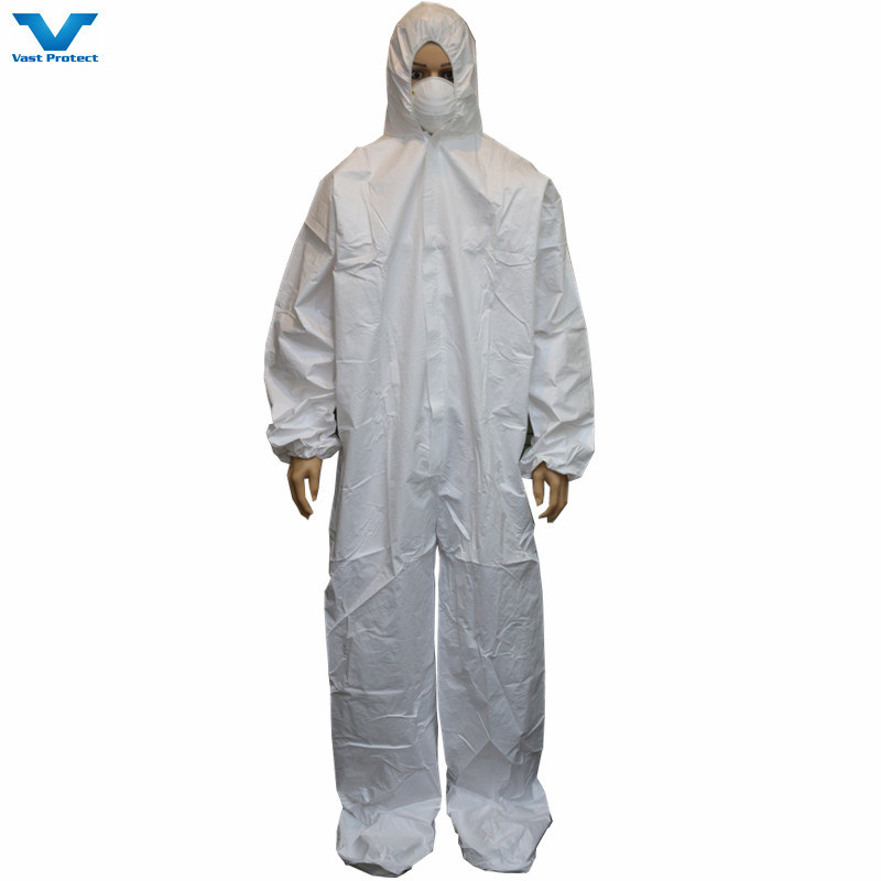 White Nonwoven SMS Microporous Disposable Covralls Suits for Painting