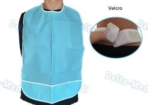 China CPE Waterproof Disposable Dental Bibs with Velcro Blue Color 45 X 48cm wholesale