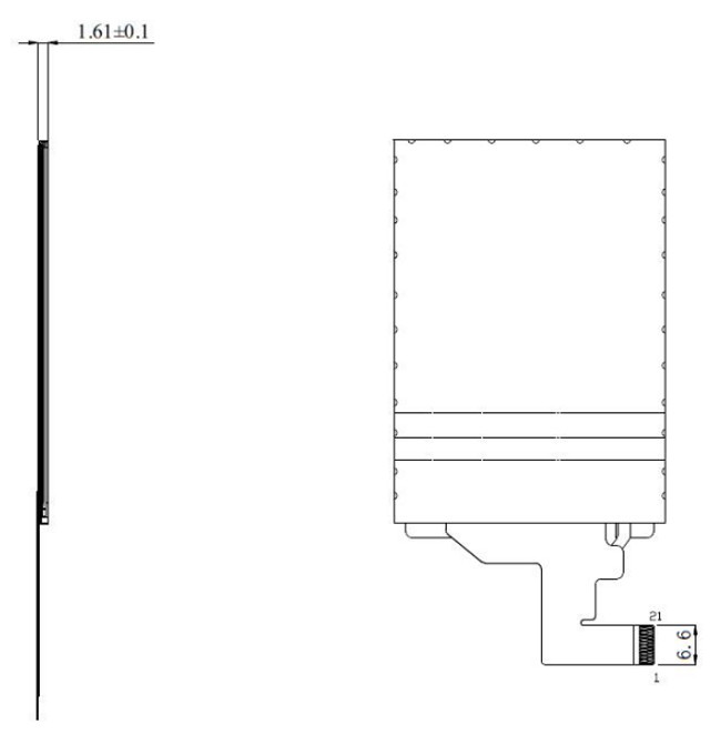 2.88" IPS Display Module , VGA 480x640 LCD With 2 Lane MIPI Interface 21 Pins