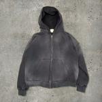 Gym Brown Acid Wash Fleece Zip Hoodie Streetwear Cotton Hoodie Blank Zip Up