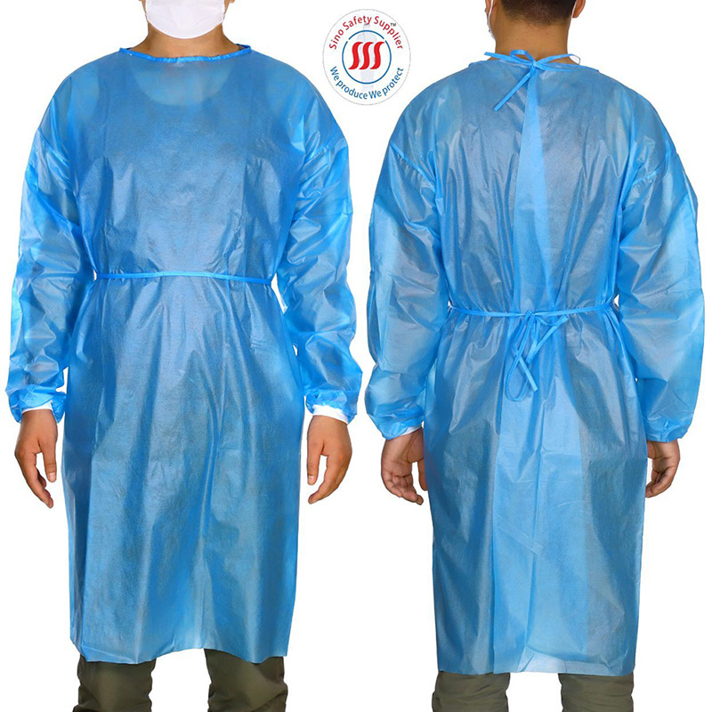 Non Woven PP PE Coated Yellow Disposable Isolation Gown Surgical For Hospital