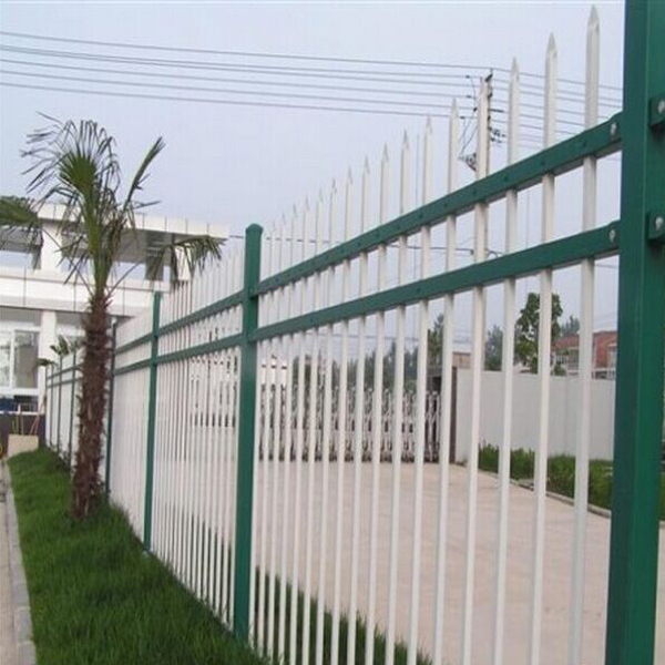 China Manufacture Black galvanized & powder coating spear top wrought iron fence panel