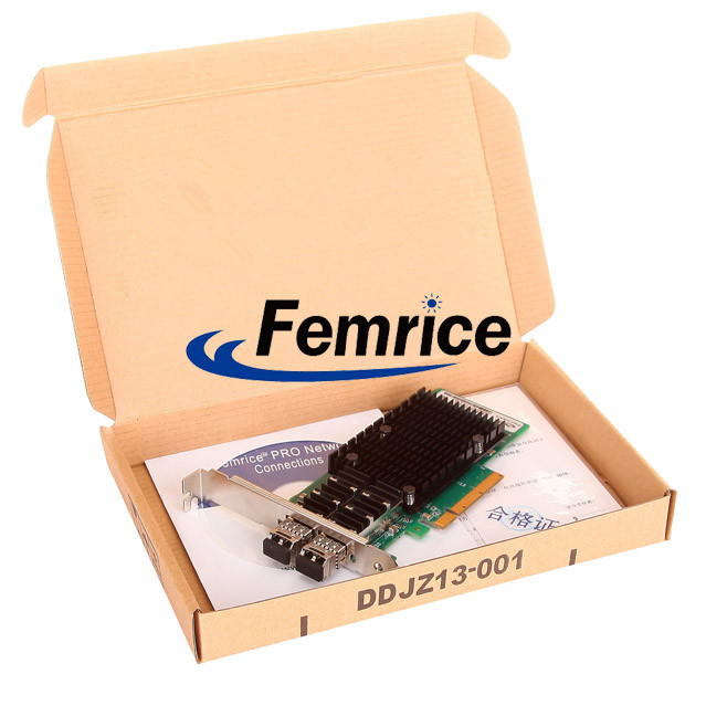 Femrice 10Gbps Dual Port Gigabit Ethernet PCI Express x8 Server Adapter Intel 82599ES Chip SFP+ Slots Network Controller