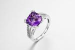 AAA 925 Silver Gemstone Rings With Amethyst Stone 4.1g