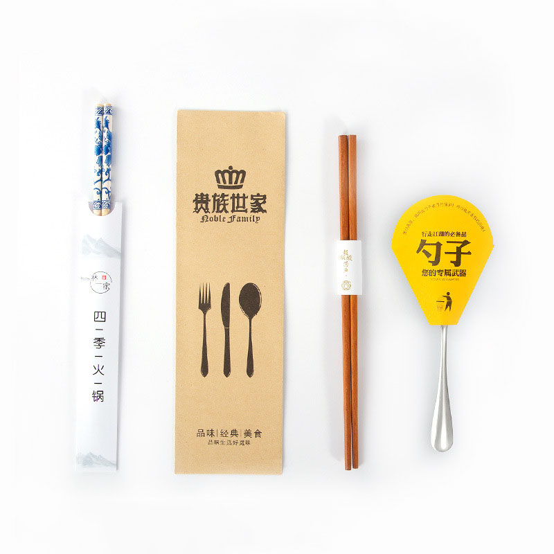 Kraft Paper Customized Disposable Chopsticks Knife Fork Cutlery Dinnerware Tableware Bag