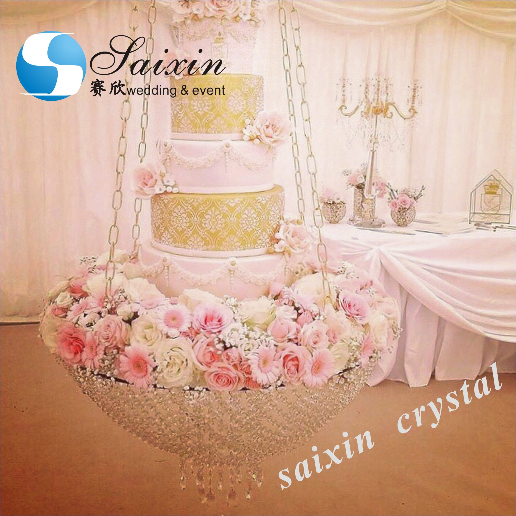 Unique gold sweetmeats acrylic stand cake table for wedding event party