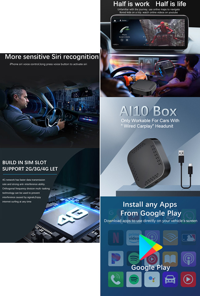 Android 9.0 Smart Ai Box Carplay 4G+64G 8 Core 1.8G Cortex A53 Android Auto Dongle