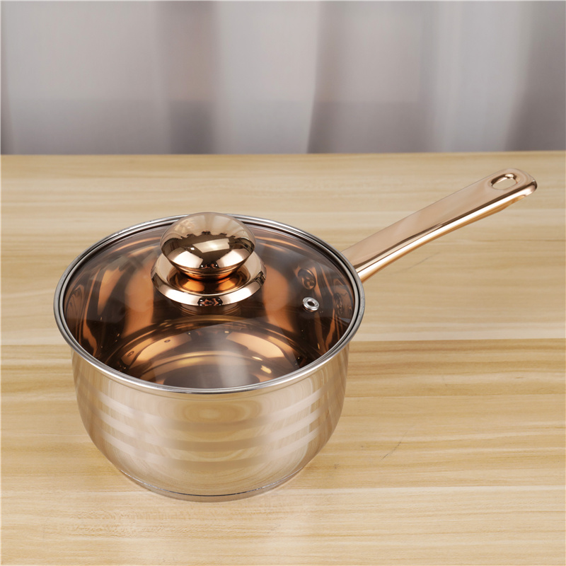 Golden Handle Kitchen Sauce Pans Stainless 201 Cooking Pot Set 16cm