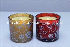 China Glass Candle Holder With Wax , Candle Jar With Lid Cover wholesale