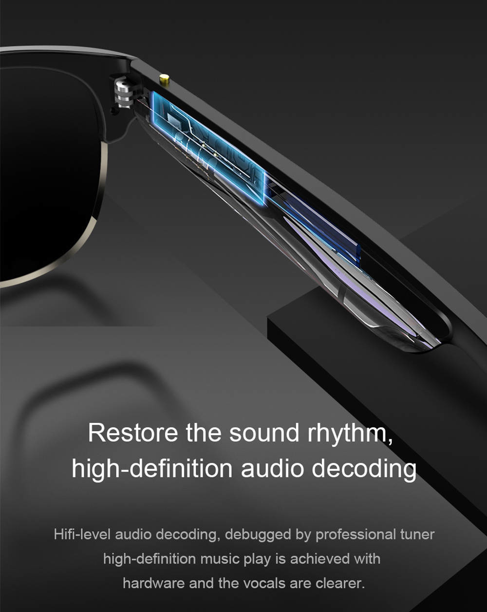 Audio Eyeswear Smart Bluetooth Glasses Anti-Glare UV400 Support ISO Android