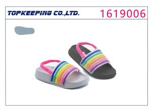 China Summer Beach Rainbow Bling Kids Eva Sandals Plastic PVC Strip wholesale