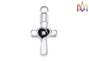China 19.5x38.5MM Rustproof Cross Urn Engraved Necklace Charms wholesale