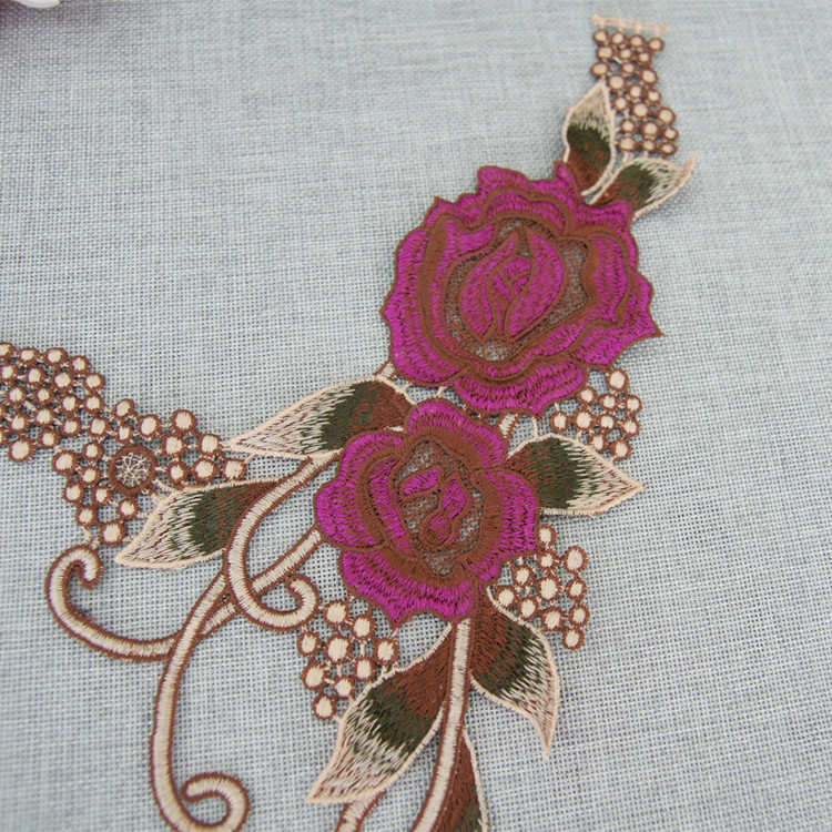 100%Polyester Embroidery Pajams Collar Lace Mesh Based Necklace Decoration