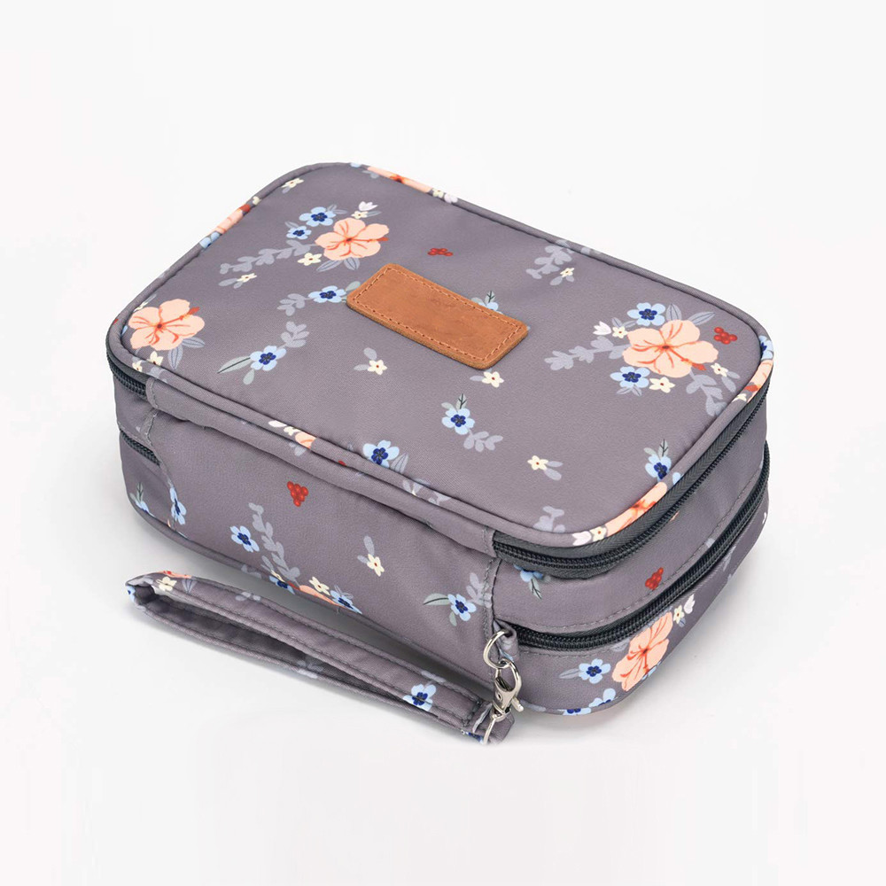 Women Travel Double Zip Polyester Cosmetic Bag
