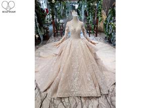 China Irregular Ladies Bridal Dress , Beaded Ball Gown Wedding Dress Two Layer Trailing wholesale