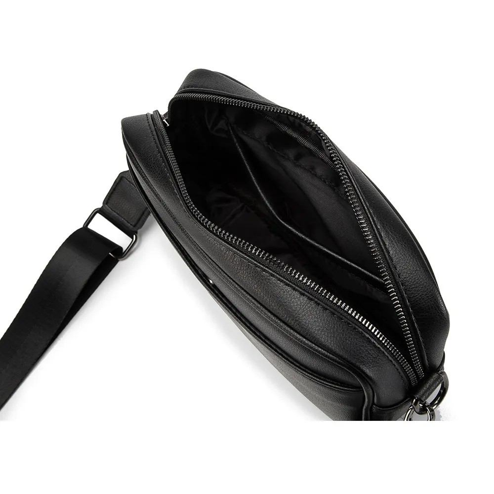 Black Microfiber Cell Phone Cross-body Pouch Male Side Sling Cross Bag Men Leather Messenger Bag For Men