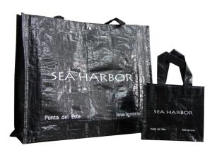 China Durable PP Woven Shopping Bags Reusable water proof recycle Black color wholesale