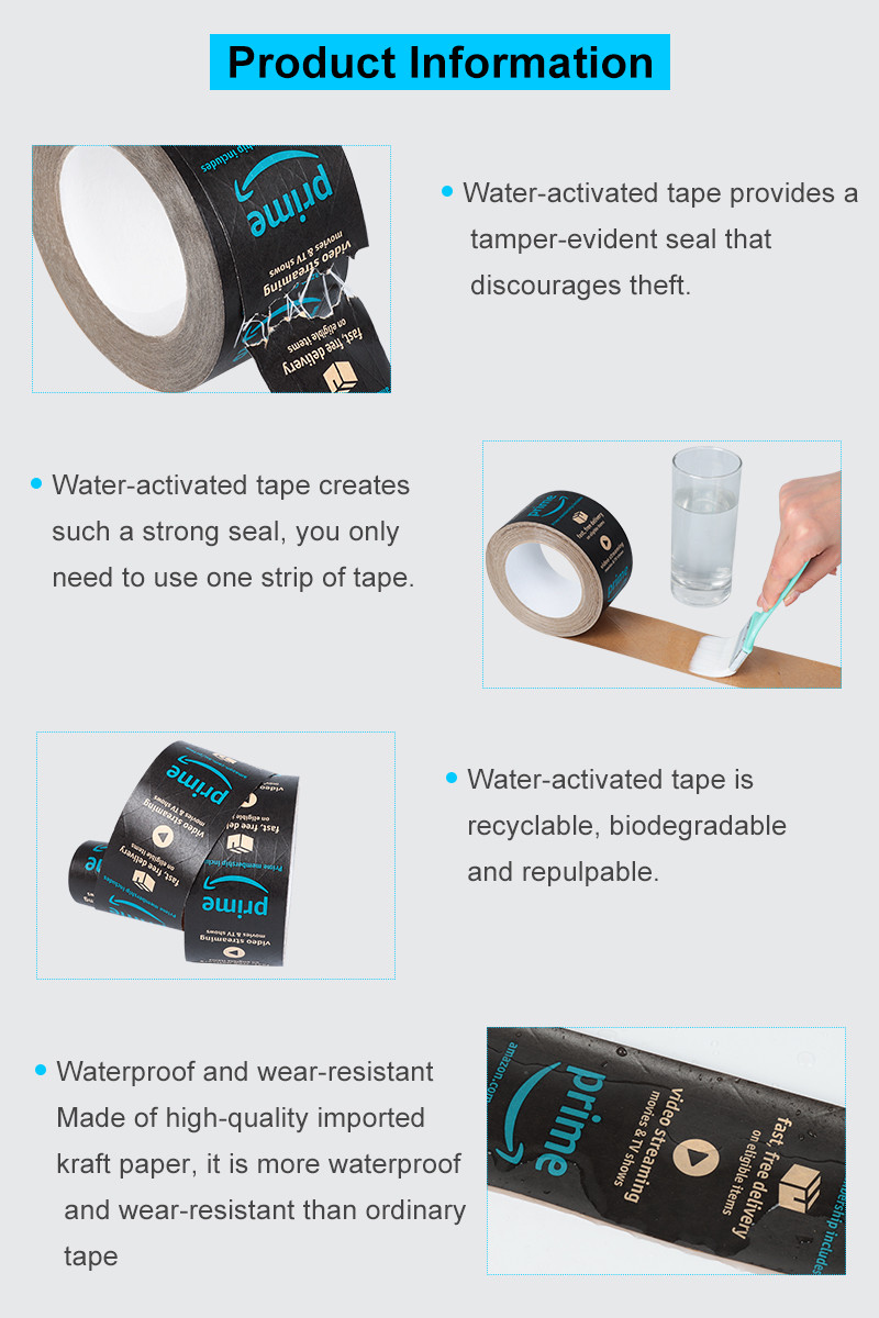 Custom Design Self Adhesive Kraft Paper Tape Water Activated Kraft Paper Tape