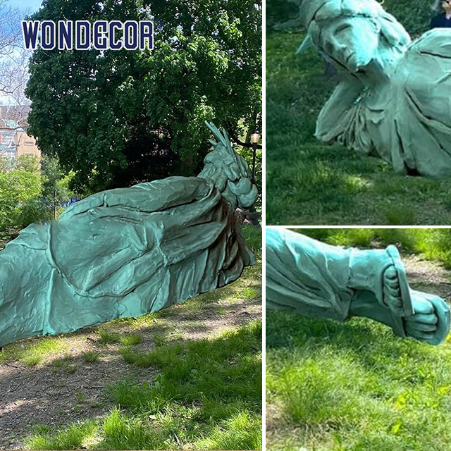 Liberty Lying Diagonally Bronze Garden Sculptures In Park