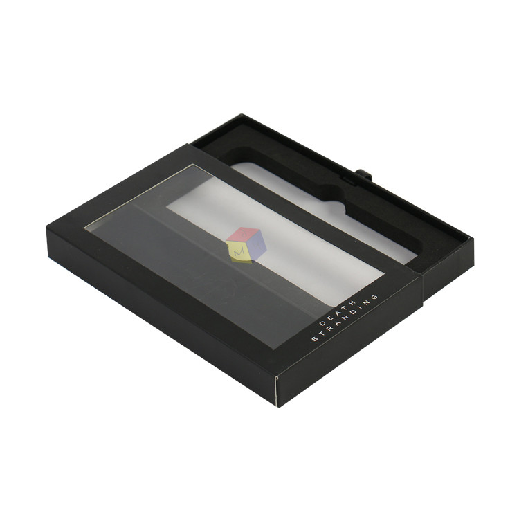 Recyclable Electronic Packaging Box Eco Friendly Sliding Drawer With Clear Window