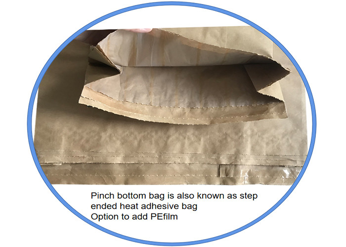 2 Layers PE Film Pinch Bottom Kraft Paper Sack For Powder Material
