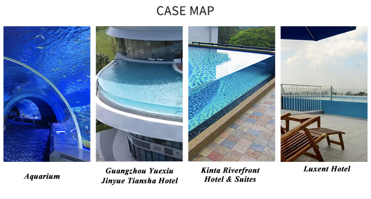 Clear Acrylic Swimming Pool Glass Walls 100mm Thick Pool Plexiglass Sheets