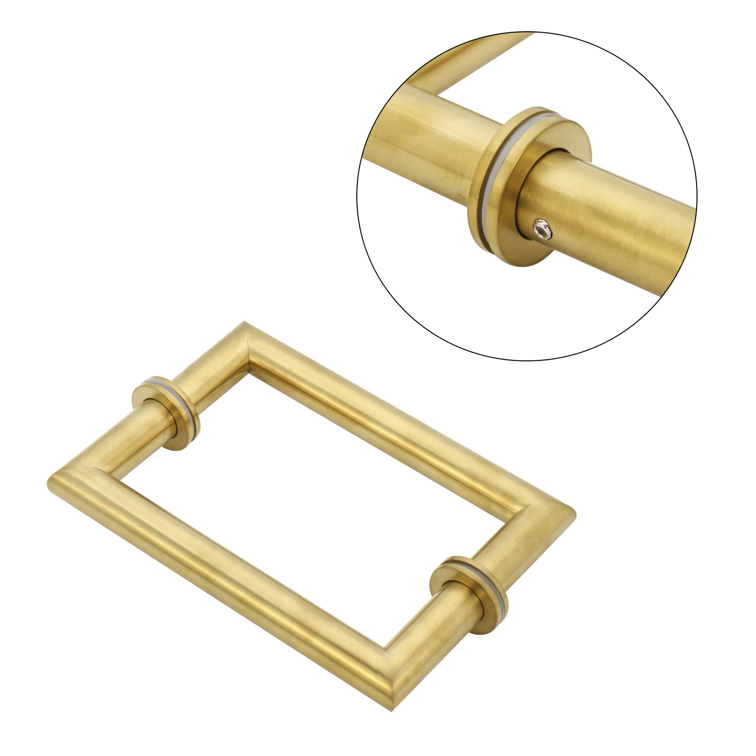 Polish Finish Long Main Entrance Door Handle with 203*203mm Rose Gold Pull Handle