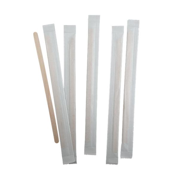 Durable Cafe Wooden Coffee Stir Sticks , Nontoxic Individually Wrapped Coffee