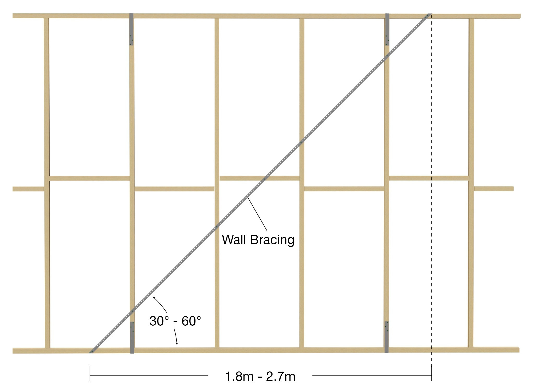 Galvanised Angle Brace Used To Brace Timber Framed Walls In Residential Construction