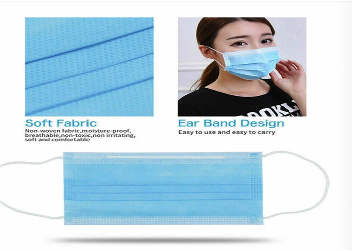 Non Woven Medical Mouth Mask , Triple Layer Surgical Mask 18cmx9.5cm For Adults