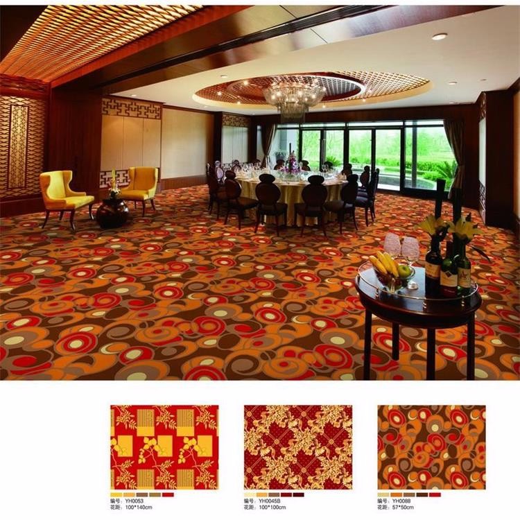 Custom cut pile printed red nylon carpet for banquet hall