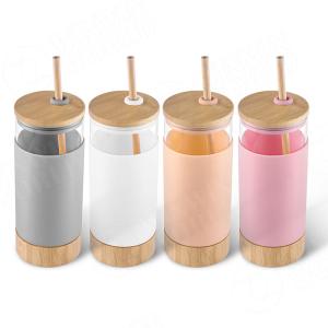 China 21oz Silicone Glass Storage Bottles Tumbler With Straw wholesale