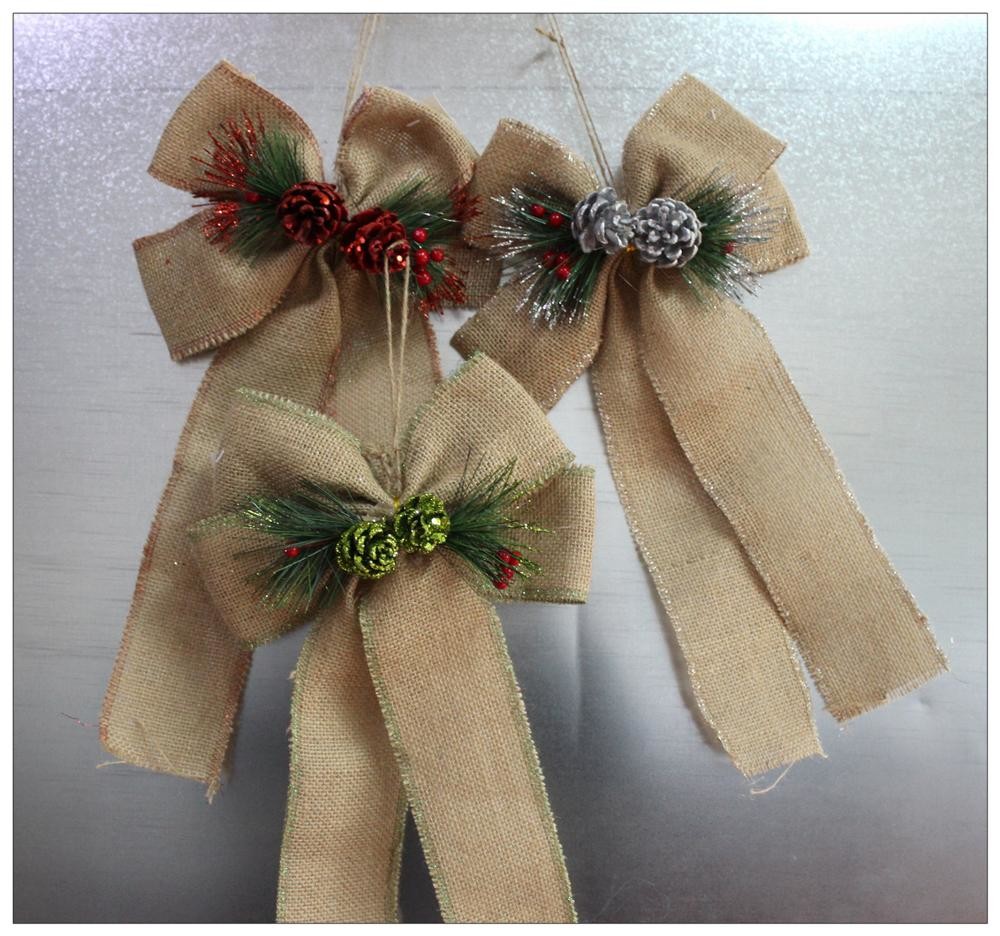 Ribbon Bow Present Wrapping Accessories Merry Christmas Tree Decoration Classical Linen