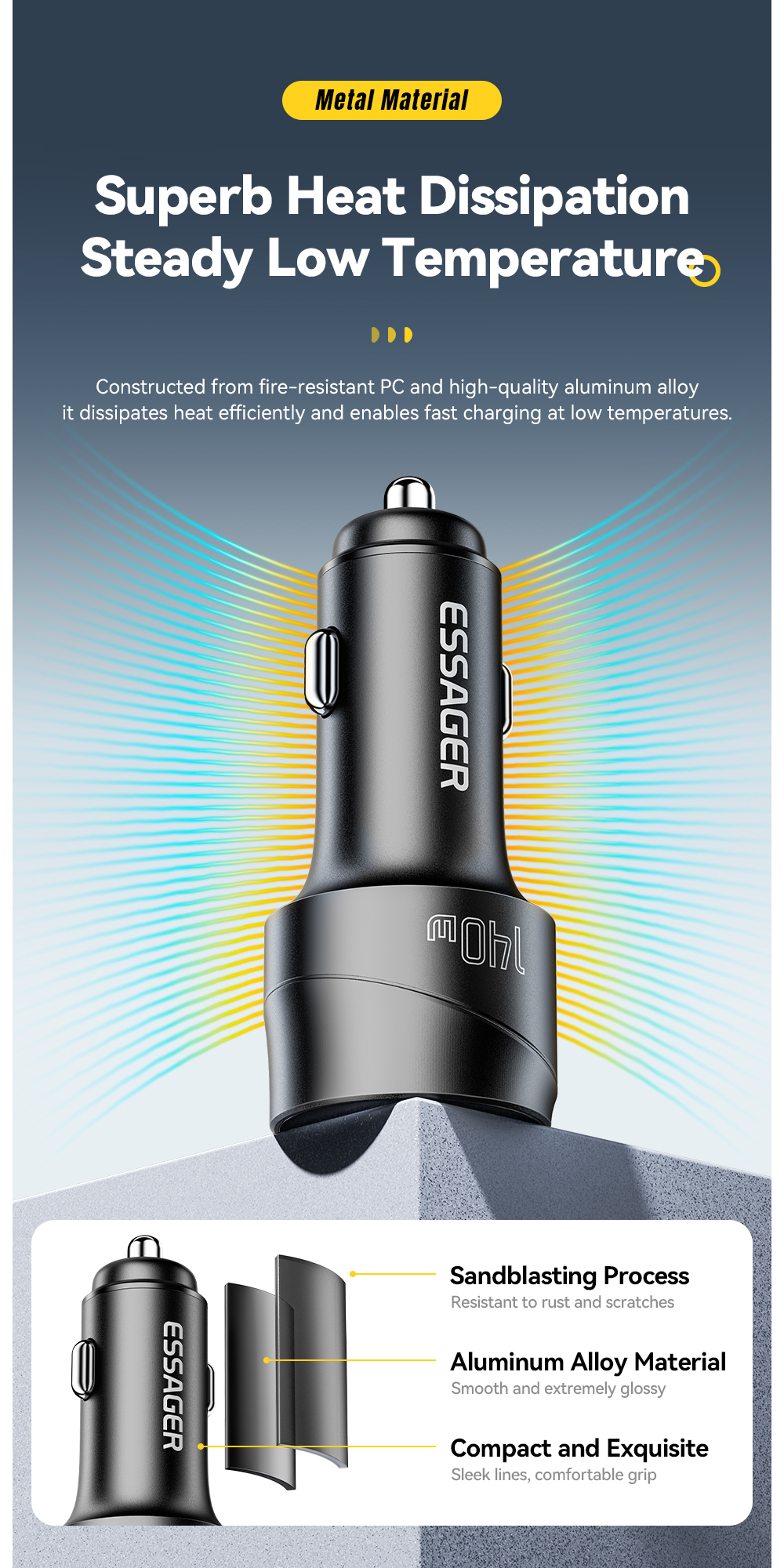 ESSAGER ES-CC19 Series 140W Car Phone Charger Best Car Charger