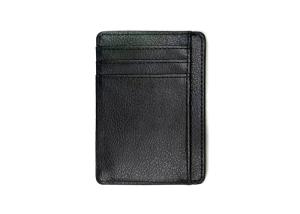 China Rectangle Leather 97mm Black Credit Card Organizer Wallet Custom Logo Card Holder 20g wholesale