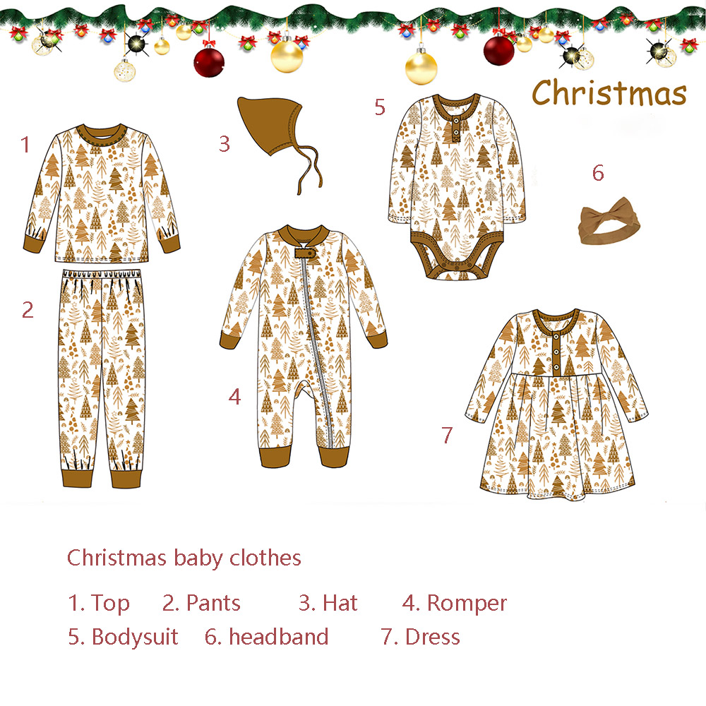 Christmas infant baby romper bodysuit tree printing baby clothes christmas set