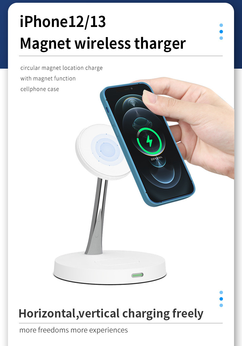 Multifunctional TYPE C Wireless Charger White/Black 15W CE/FCC/RoHS Universal PD/QC Input