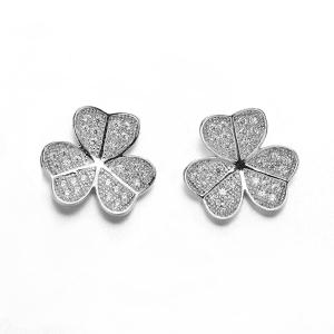 China A Shamrock Made Of Hearts 925 Silver CZ Earrings Moral Of Love wholesale