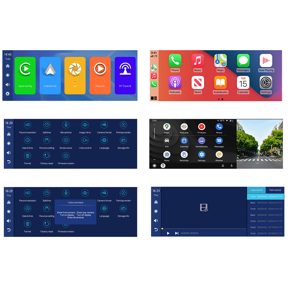 Dual Lens HD1080P Android Mp5 Carplay Dvd Player 10in Touch Screen 2.5K