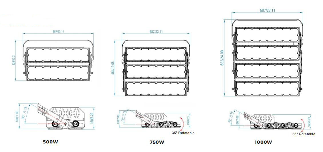 Meanwell Driver 1500W LED Sports Ground Floodlights For Football Stadium